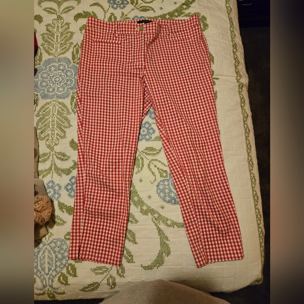 Ann Taylor Red and White Gingham Pants